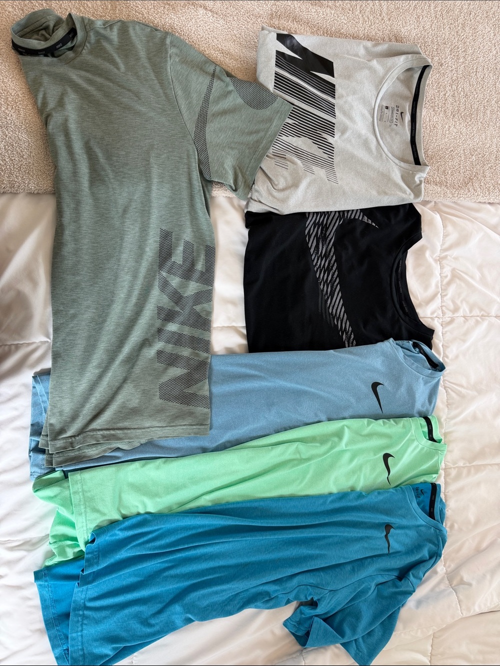 Nike Men’s Short-Sleeve Athletic Tees – Green, Light Blue, Aqua, Black & Gray
